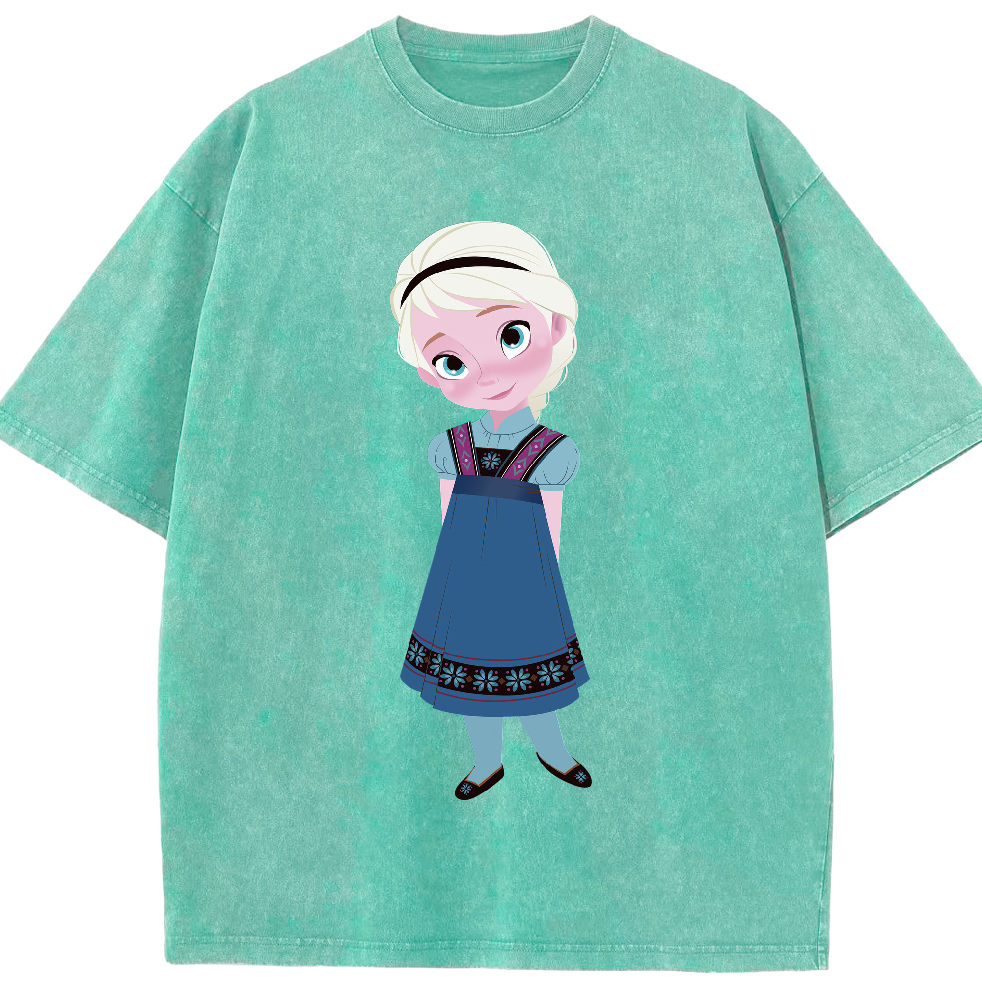 （画像用） アナと雪の女王 アンナ エルサ Frozen Anna Elsa 綿100% ヴィンテージ風 半袖Tシャツ（フロントプリント）